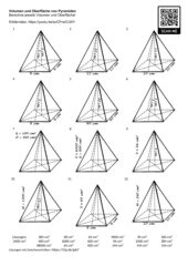 Arbeitsblatt Oberfläche und Volumen von Pyramiden