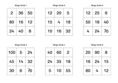 Bingo zur Multiplikation und Division mit 2, 4, 5 und 10