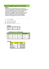Lineare Textgleichungen mit 3 Variablen