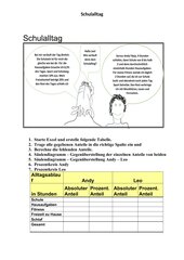 Schulalltag - Excelberechnung + Diagramme