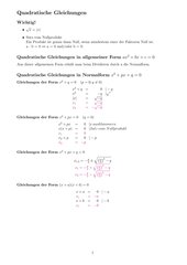 Quadratische Gleichungen
