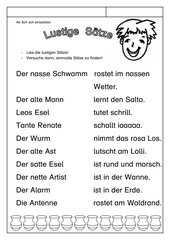 Leseübungsblatt zur Fibel 'Mimi die Lesemaus' Bayern ab Sch/sch - Unsinnssätze