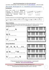Stammtöne, Klaviatur Notenlinien und Zwischenräume 1.2 Arbeitsblatt+Lösung+Erklärvideo