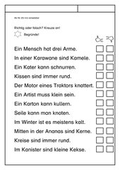 Leseübungsblatt zur Fibel 'Mimi die Lesemaus' Bayern ab K k - Sätze richtig oder falsch