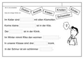 Leseübungsblatt zur Fibel 'Mimi die Lesemaus' Bayern ab K k (nk) - Lückensätze