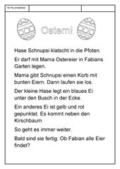 Leseübungsblatt zur Fibel 'Mimi die Lesemaus' Bayern - ab Pp einsetzbar - eine Ostergeschichte
