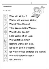 Leseübung zur Fibel 'Mimi die Lesemaus' Bayern, ab Ww einsetzbar - Sätze erlesen