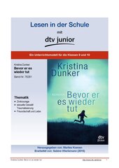 Unterrichtsmodell zum Jugendbuch von Kristina Dunker ›Bevor er es wieder tut‹