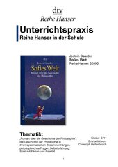 Unterrichtsmodell zum Jugendbuch von Jostein Gaarder und Gabriele Haefs ›Sofies Welt‹