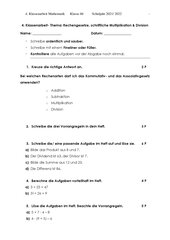 Klassenarbeit- Rechengesetze- schriftl. Multiplikation und Division