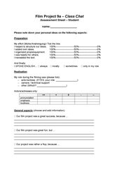 Assessment sheet for projects 