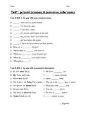Test: Englische Personalpronomen und Possessivbegleiter (personal pronouns & possessive determiners)