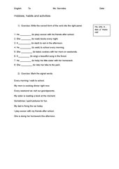 Worksheet he she it and present forms