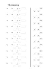 Kopfrechnen Subtraktion ZR 100 mit Zehnerstopp