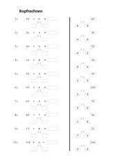 Kopfrechnen Addition ZR 100 mit Zehnerstopp
