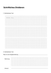 Arbeitsblatt Schriftliches Dividieren - Blankoformular