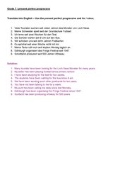present perfect progressive / Übersetzungsübung / Grade 7