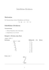 Schriftliches Dividieren (mit Arbeitsblatt und Bingospiel)
