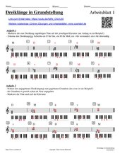 Dreiklänge In Grundstellung - Arbeitsblatt 1  und  Lösungen