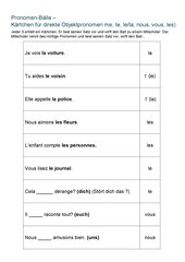 COD- direkte Objektpronomen- Satzkärtchen