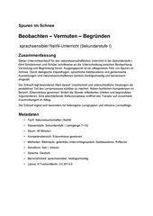 Spuren im Schnee Beobachten – Vermuten – Begründen