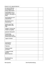 Bewertungskriterien für ein eigenes Märchen