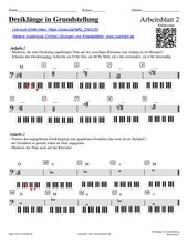 Arbeitsblatt Dreiklänge im Bassschlüssel in Grundstellung