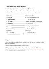 Arbeitsblatt Körperteile und Lückentext zu Present Simple und Progressive