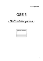 Hauptschule: Stoffverteilungsplan GSE 5 (LP 2004)