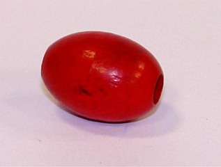 Holzperle - Holzperle, rot, Ellipsoid, Perle, Bohrung