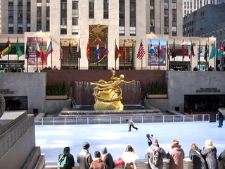 New York - Rockefeller Center - Amerika, USA, New York, Rockefeller Center, Eislaufplatz, Prometheus, Gebäudekomplex, Hochhäuser
