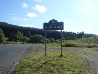 schottisches Grenzschild - Schottland, Scottish Borders, Grenze, Grenzschild