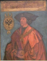 Maximilian I - Dürer, Gemälde, Kaiser, Maximilian I., Kaiser Maximilian I., Nürnberg, Reichsapfel, Wappen, Doppeladler