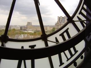 Blick zum Louvre - Frankreich, Paris, Musée d'Orsay, Louvre, Uhr, Perspektive, Blickwinkel, Durchsicht, Aussicht