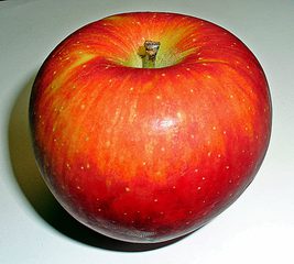 Apfel - rot, Apfel, Obst, Kernobst, Ernährung, ernähren, essen, Frucht, gesund, rund
