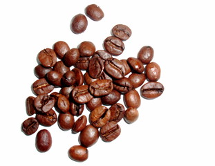 Kaffeebohnen - Kaffeebohnen, Samen, geröstet, Kaffee, Heißgetränk, Genuss, Genussmittel, braun, Steinkerne, Kerne, Coffein