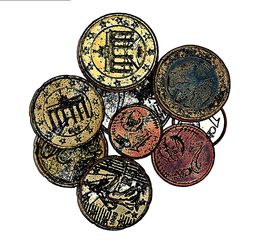 Münzen Zeichnung - Münze, Münzen, Geld, Zahlungsmittel, zahlen, rechnen, bezahlen, Moneten, Bares, Knete, Kies, Zaster, Währung, Plural, Einzahl