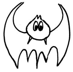Fledermaus#2 - Zeichnung, Anlaut F, flattern, gruselig, Halloween, Tiere, fliegen, Säugetier, Nacht