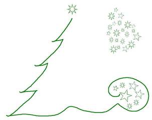 Weihnachtsgrafik - grün, weihnachtlich, Fest, Gestaltung, gestalten, Illustration, Baum, Sterne, Stern, Sternenwolke, Advent