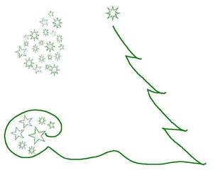 weihnachtliche Grafik - grün, weihnachtlich, Fest, Gestaltung, gestalten, Illustration, Baum, Stern, Sterne, Sternenwolke, Advent