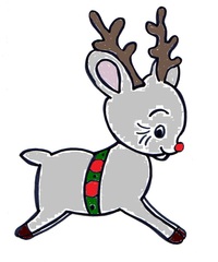 Rentier Rudolph - Rentier, Rudolph, Winter, Weihnachten, rote Nase, Geweih, Illustration