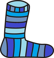 Socke blau - Socke, gestreift, Streifen, stinken, Ringelsocke, geringelt, Anlaut S, Strumpf, Wörter mit ck