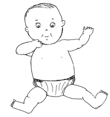 Baby #2 - Baby, Kleinkind, Kind, sitzen, Zeichnung, Illustration, Anlaut B