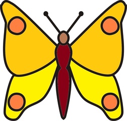 Schmetterling Gelbtöne - Schmetterling, Falter, fliegen, Anlaut Sch, Illustration, Symmetrie