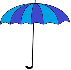 Regenschirm farbig - Regenschirm, Schirm, Regen, Zeichnung, Illustration, Wetter, Schauer, Schutz, Anlaut R, Anlaut Sch, blau