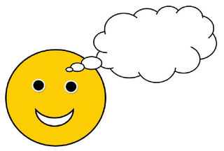 Smiley #6 - froh mit Sprechblase(leer) - Smiley, Zeichen, Zeichnung, Illustration, Button, Bewertung, Symbol, Sprechblase, Idee