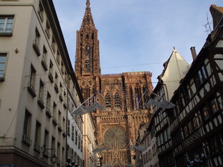 La cathédrale de Strasbourg - das Strassburger Münster - Münster, Kathedrale, Sandstein, Gotik, Kirche, Rosette, Fensterose, Fialen