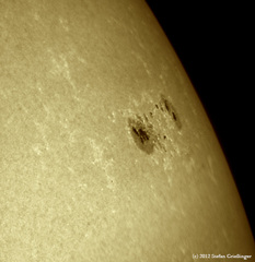 Sonnenfleck am Sonnenrand - Astronomie, Sonne, Sonnenrand, Sonnenfleck, AR1562, Umbra, Penumbra, Fackeln