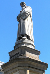 Leonardo da Vinci - Statue in Mailand - Leonardo, da Vinci, Künstler, Maler, Bildhauer, Skulpteur, Universalgelehrter, Mailand, Skulptur, Denkmal