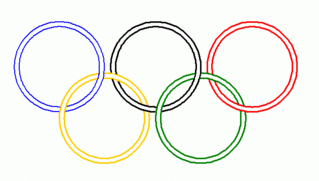 Symbol Olympische Ringe 1 - olympisch, Ringe, Olympia, Anlaut O, fünf, rot, gelb, grün, schwarz, blau, Ring